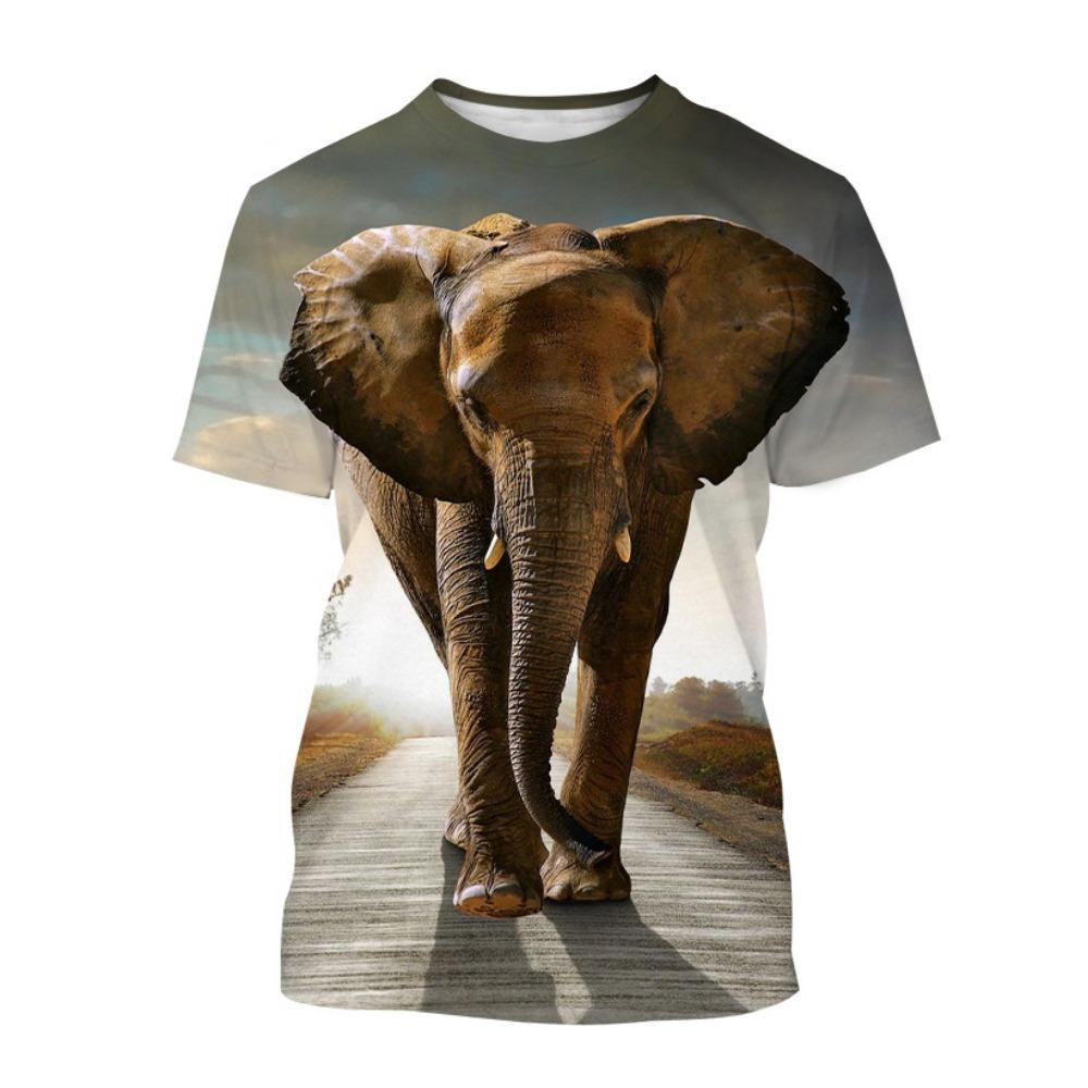 New Summer Animal Fun Elephant 3D Print T-Shirt Men Funny O-Neck Short Sleeve Oversized Harajuku Top