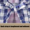 Blue Checkered Kitchen Apron With Attached Sleeve Covers Polyester Cotton Blend Stain Resistant Cooking Apron Workwear