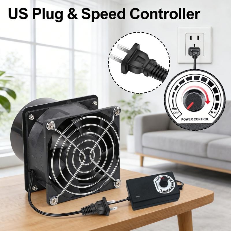 Kit Ventola Completo Ventola di Ventilazione da 80mm Include Griglia di Protezione Controllo Velocità 12V per Installazioni Fai-da-Te Domestiche