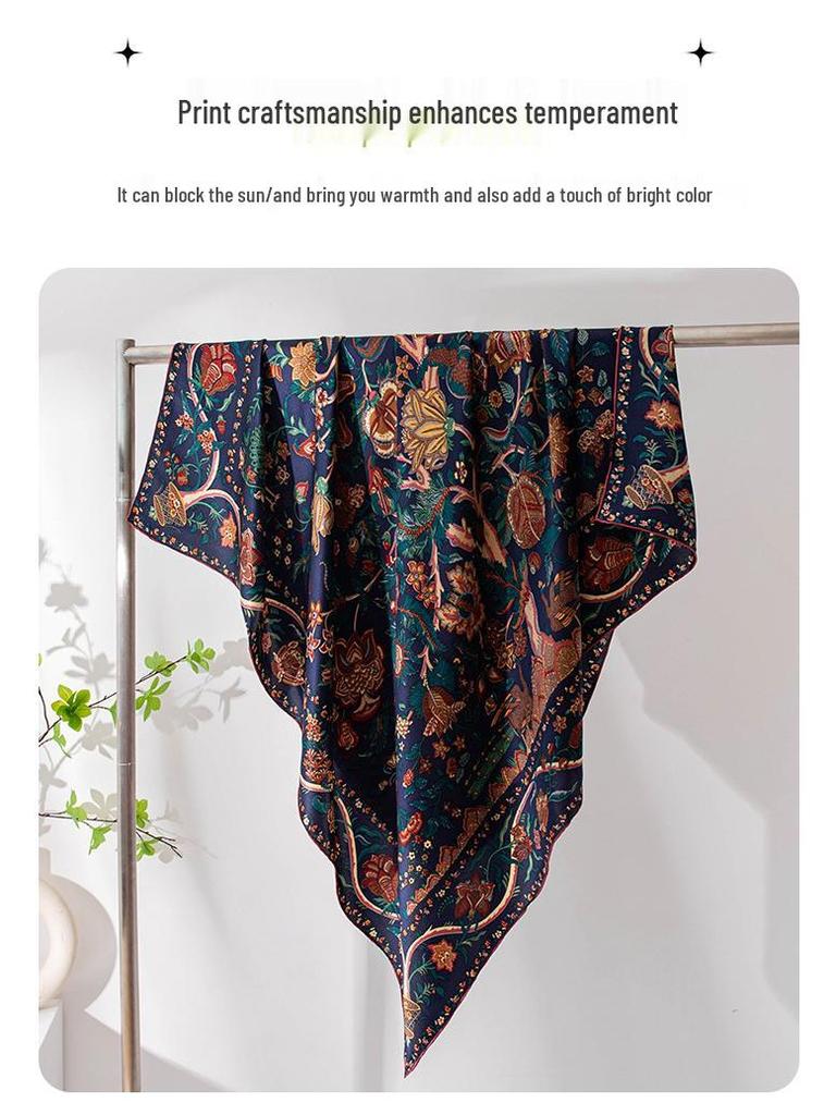 Elegant Women's Versatile Retro Mulberry Silk Scarf: High-End, Warm, and Decorative Shawl