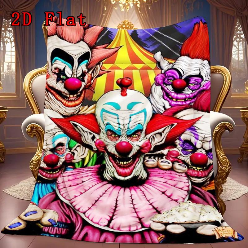 Creepy Clown 2D Flat Pattern Flannel Blanket High Quality All Seasons Warmth and Comfort Perfect for Christmas Gifts.MMT0918425