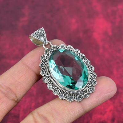 Aquamarine 925 Solid Sterling Silver Pendant, Handmade Gemstone Pendant Jewelry, Gifts For Wife Brand New Pendant