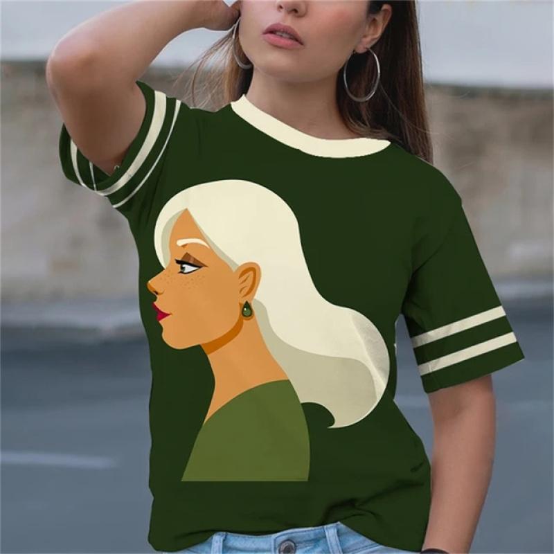 Sanat Günü Baskılı Kızlar 3D Klasik Sade Boya Komik Desenli Günlük Kadın Tişört Yazlık Kısa Kollu Moda Bayan Üst Hip Hop