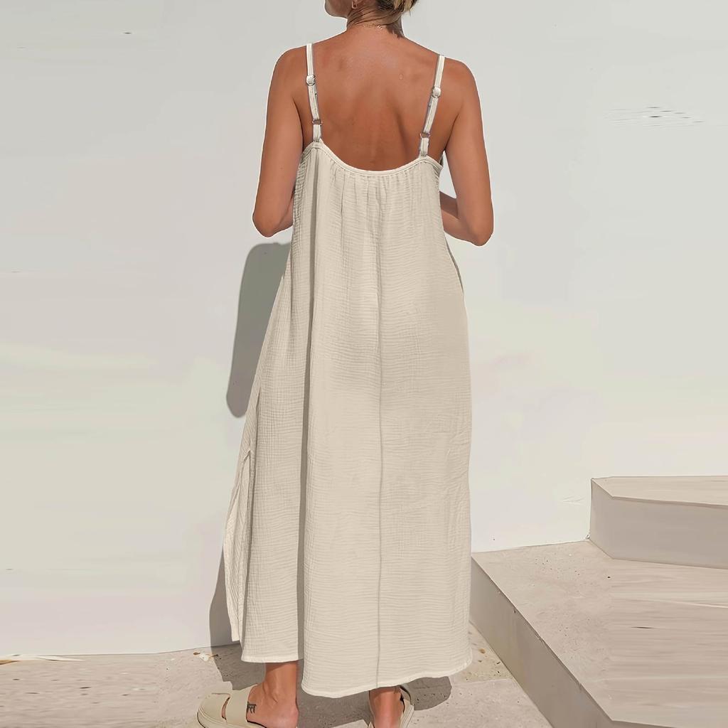 Women's  Backless Dress With Adjustable Straps Backless Casual Dress