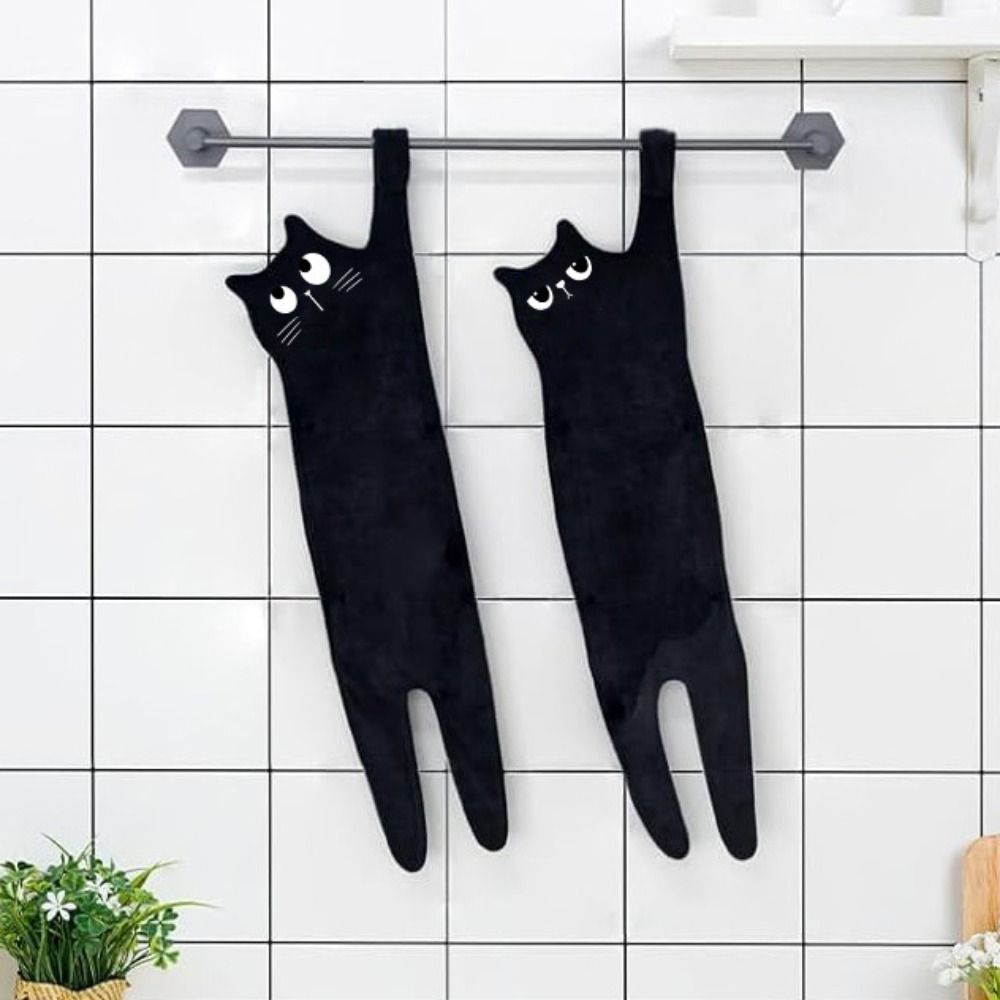 Soft Funny Cat Hand Towel Absorbent Microfiber Towel Cute Kitchen Towel  Bathroom
