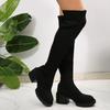 Fashion Plus Size Elastic Knitted Over The Knee Boots Women Slip On Chunky Heel Long Botas Mujer 2025 Spring Autumn Thigh High Boots