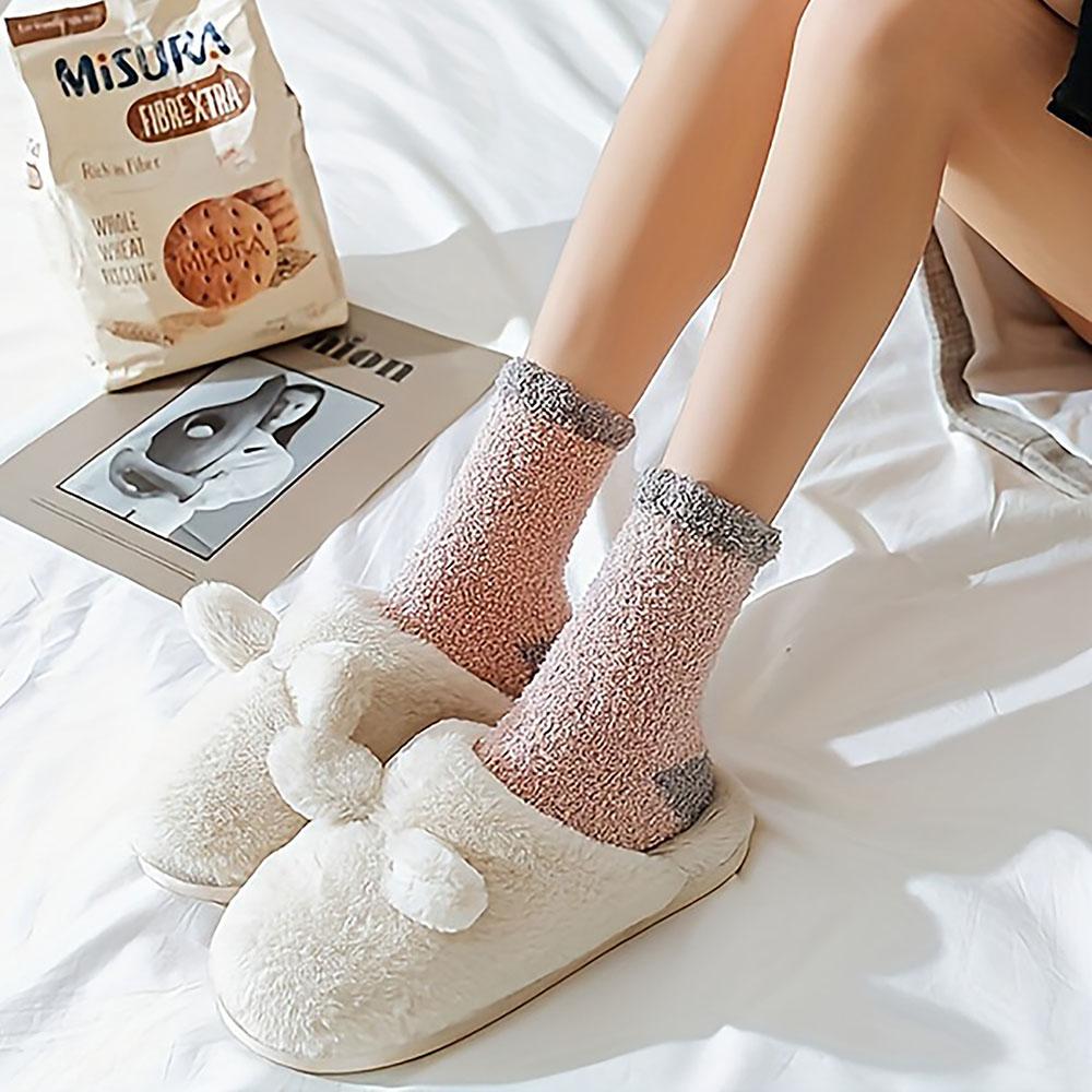 5 Pairs Thick Coral Fleece Socks Warm And Soft Mid Length Socks Suitable For Autumn And Winter Women S Long Socks And Pantyhose