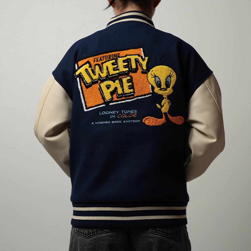 Kurtka stadionowa z Tweety Pie Looney Tunes z Tweety 62cm rękaw 50cm obwód 57cm [Marushin] (L) Długość około. długość ok.