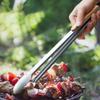 1Pcs Stainless Steel Grill Tong Wooden Handle Bread Salad Serving Clip Durable Cooking Clamp
