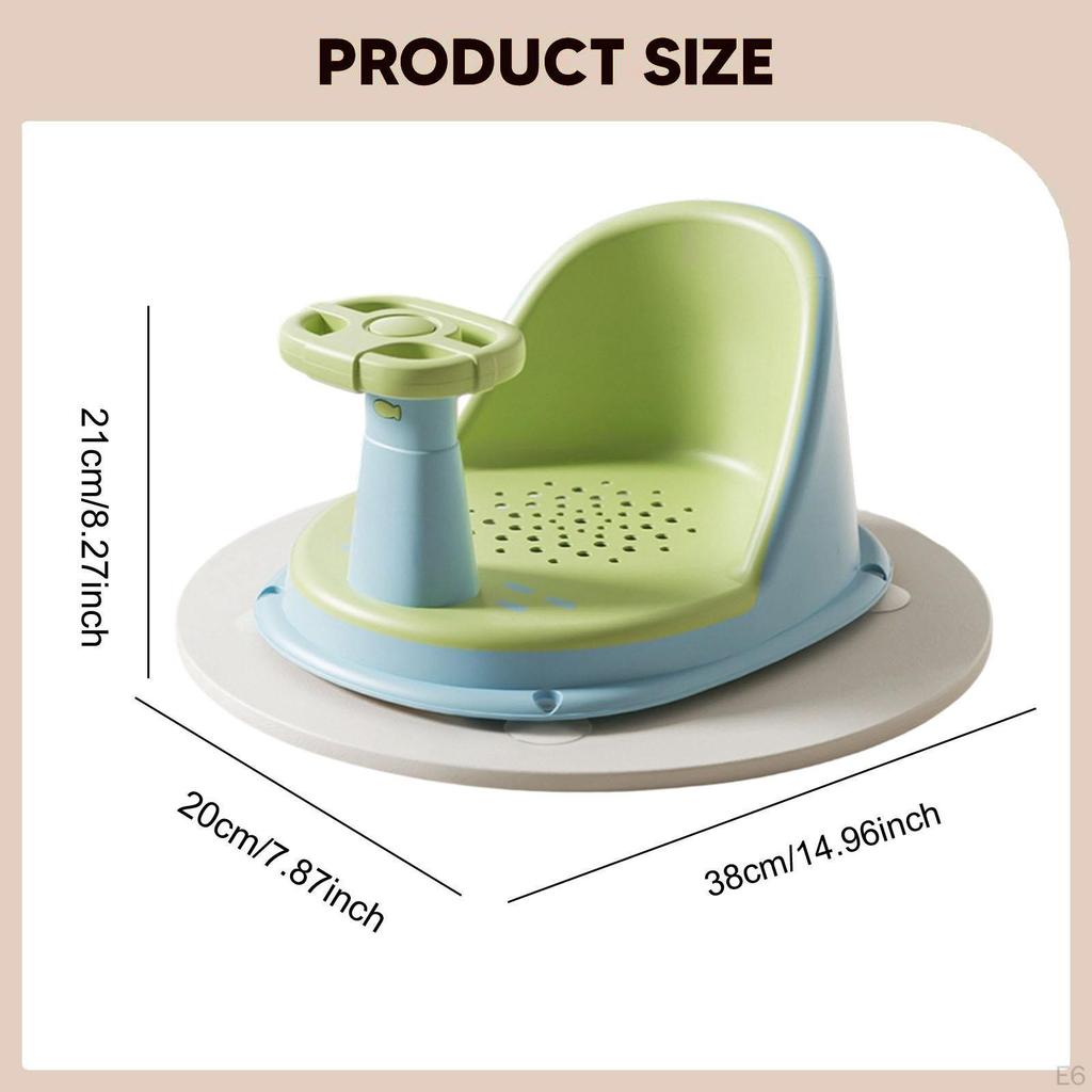 Baby Bath Seat Support Chair Stability with Suction Cups Sit up Bathing khaki