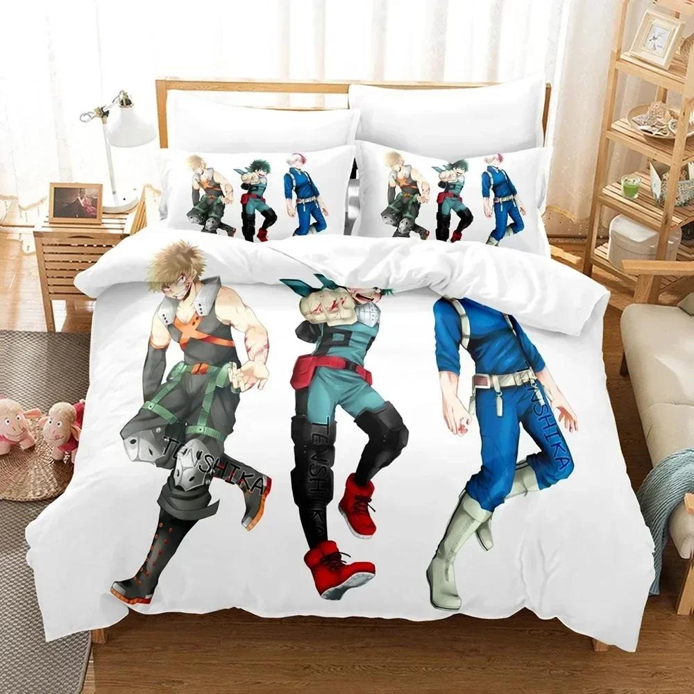 My Hero Academia Sängkläder Set Japan Tryckt Sängset Med Örngott Säng Påslakan Mjukt Queen King Size Sängkläder Hem