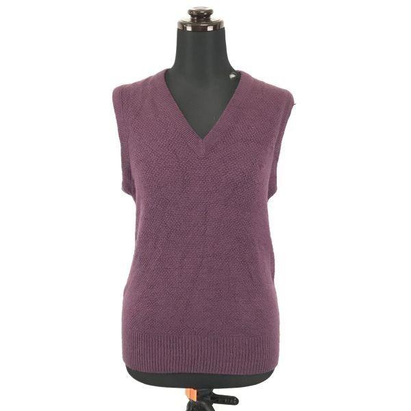 

Винтажный Сделано в США / Christian Dior / Вязаный жилет [Женский S / Фиолетовый] V-образный вырез(ИСПОЛЬЗОВАЛ)