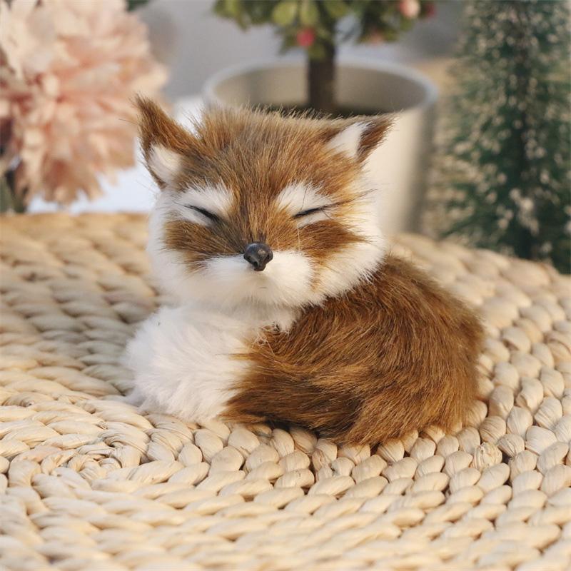 

New Plush Simulation Furry Fox Model Squatting Sitting Fox Table Decoration Animal Static Stuffed Figure Kid Party Festival Gift