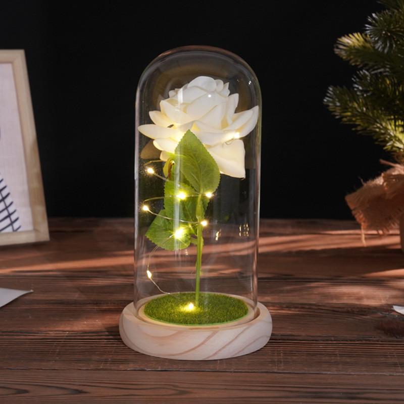 Glass cover simulation rose ornament, creative mother's Valentine's Day gift, immortal flower night light