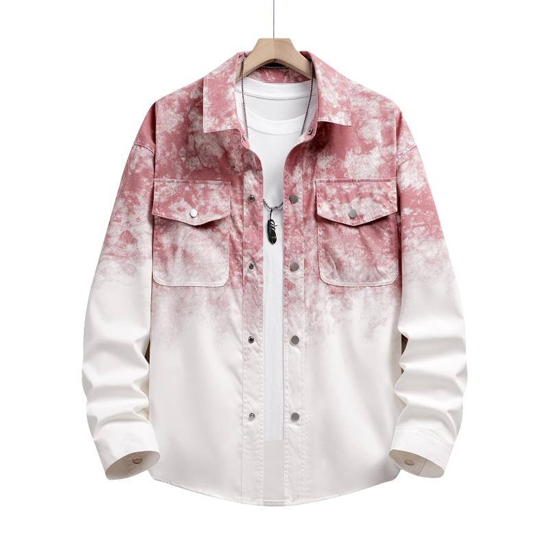 Gradient Shirt American Retro Gradient Plaid Shirt Men's Spring and Autumn New Lazy Style Loose Trendy Couple Jacket