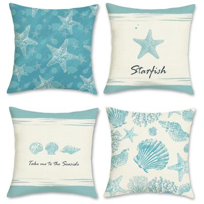 Decoração de Casa Padrão Estrela-do-Mar e Conchas Costeiras Capas de Almofada Decorativas Capa de Almofada Adequada Para Sofá Quarto Carro Capa de Almofada