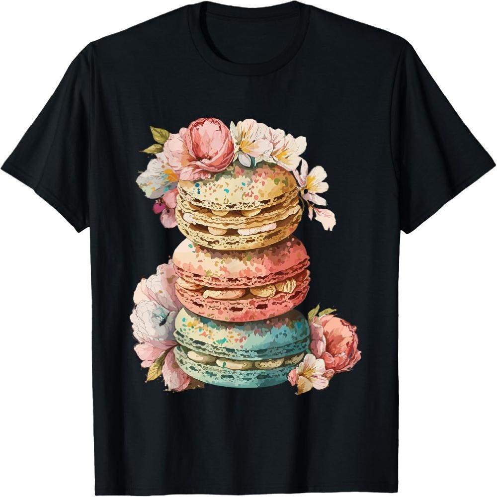 

French Macarons Cookies Dessert Pastel Floral Macaron Baker T-Shirt XXXXXL чорний