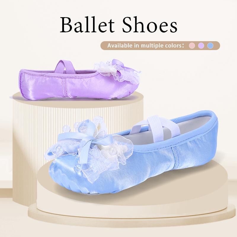 Girls Dance Shoes Soft-Soled Practice Shoes Satin Ballet Shoes Baby Dancing Shoes Cute Stage Performance Cat Claw Shoes