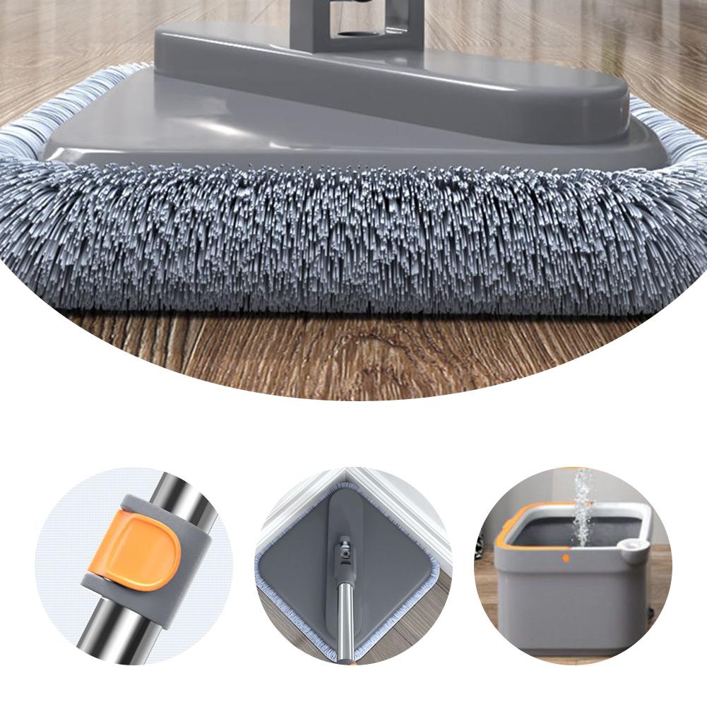 Practical Floor Cleaning Mop with Bucket Squeeze Floor Mop Hand-Free 360 Rotatable Adjustable for Automatic Door Corner