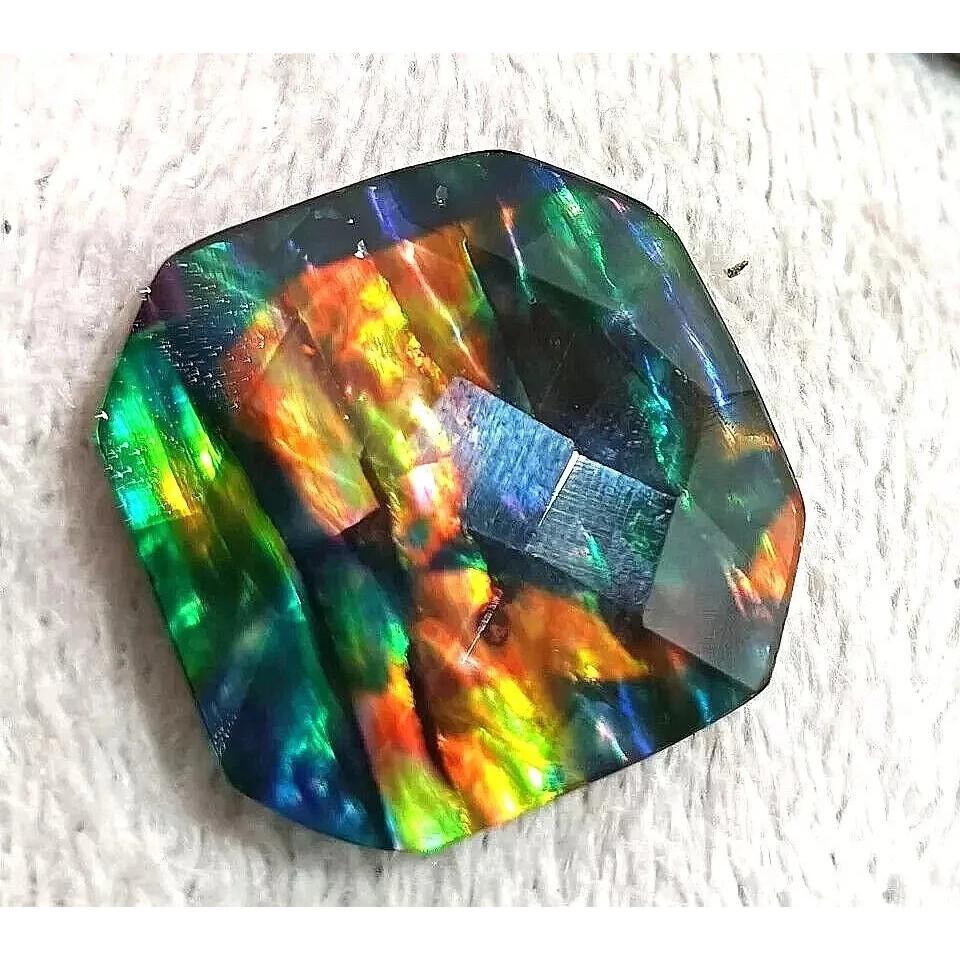 Natural Opal-Like Ammolite Doublet Organic 28+ Ct Stunning Certified Gemstone
