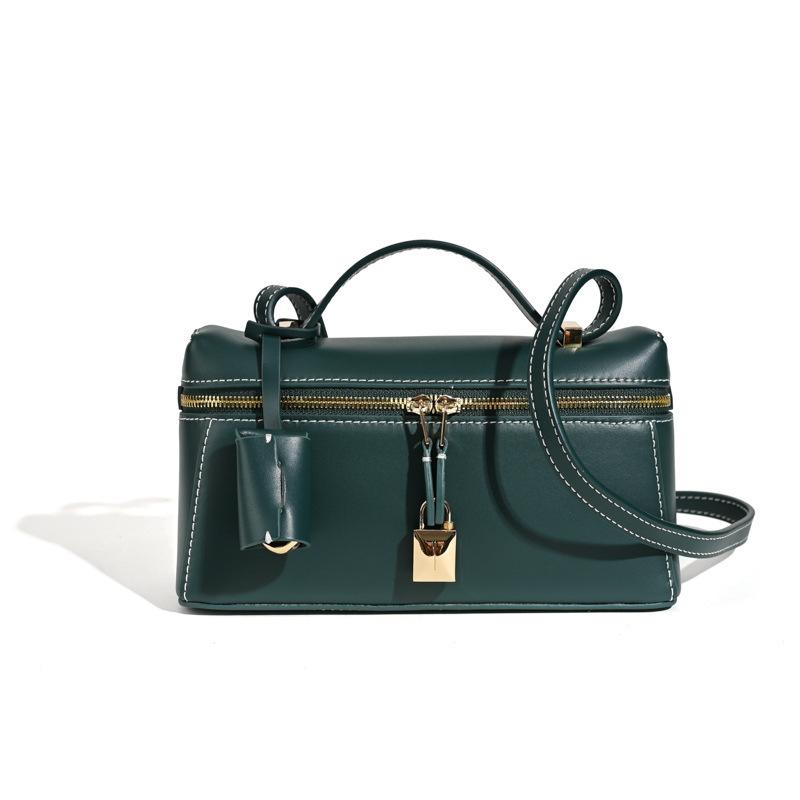 2025 summer bag fashionable versatile cowhide lp lunch box bag niche high-end leather women's bag messenger bag