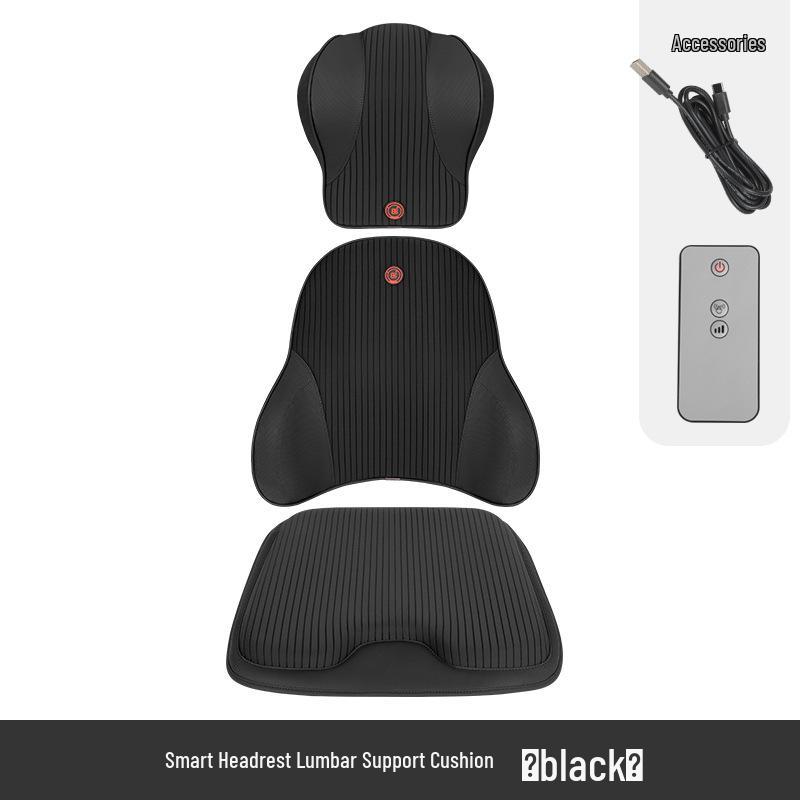 Electric Massage Lumbar Support Pillow - Memory Foam Car Seat Cushion with Remote Control.