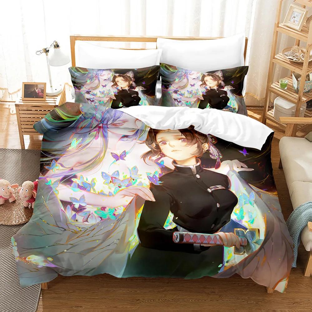 Hot Kamado Nezuko Bedding Sets Anime Demon Slayer Bedspread for Teens Girls Fashion Twin Single Queen King Full Size Duvet Cover