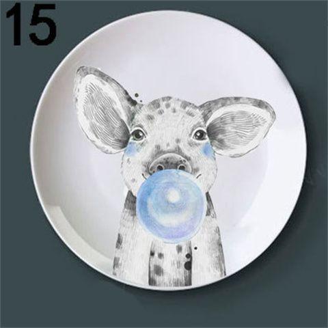 

Interesting 8-inch Wall Hanging Plate Ceramic Bubble Blowing Animals Desk Ornament Art Living Room Hanging Decoration Gifts 8inch20.5cm