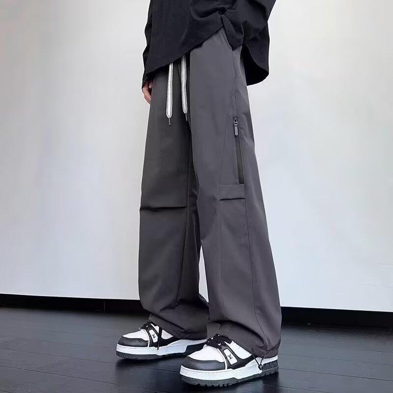 

New loose casual pants men s trendy pants summer thin drop wide leg mopping trousers M серый