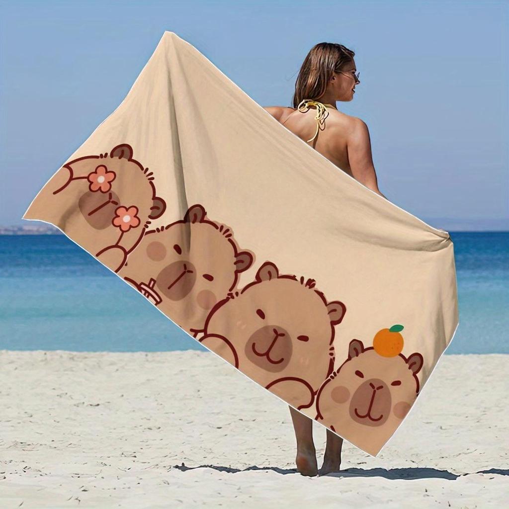 1 Stück 2D Flache Capybara Strandtuch, Saugfähig, Ideales Sommer Strand Pool Reise Geschenk, Vielseitiges Handtuchtuch für Outdoor & Tägliche Nutzung