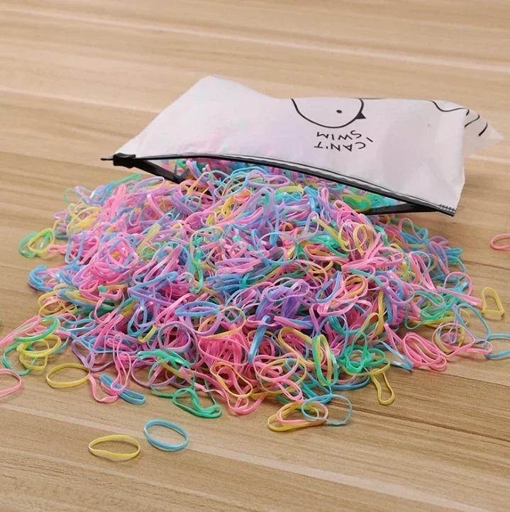 

New 500pcs Cute Colourful Rubber Ring Disposable Elastic Hair Bands Ponytail Holder Rubber Band Kids Hair Accessories