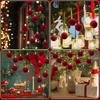 Christmas Red Velvet Flocked Balls Ornaments Hanging Ball Pendents Festive Decor for Xmas Tree Holiday Party Decoration Supplies