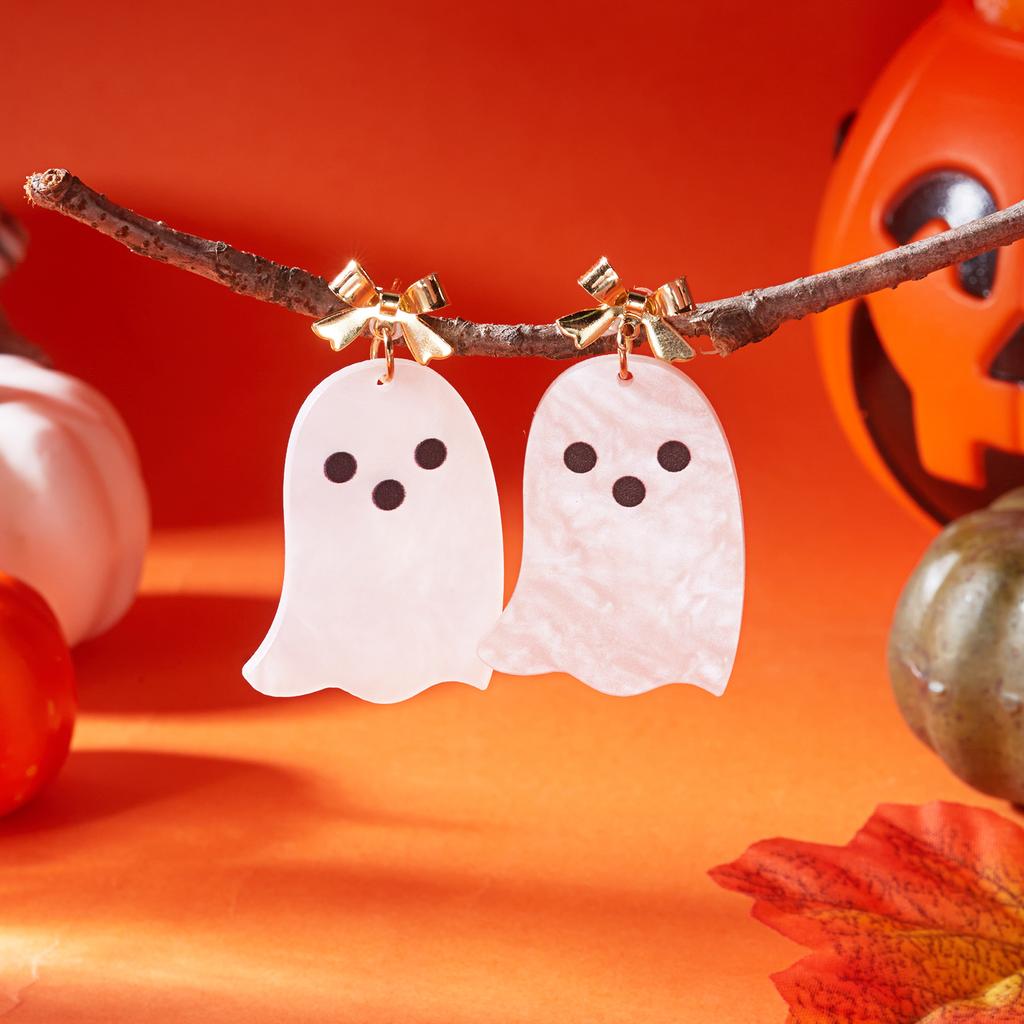 Halloween Cute Ghost Cartoon Ghost Earrings Stud for Women Long Tassel Earrings Festival Party Accessories Jewelry Gift