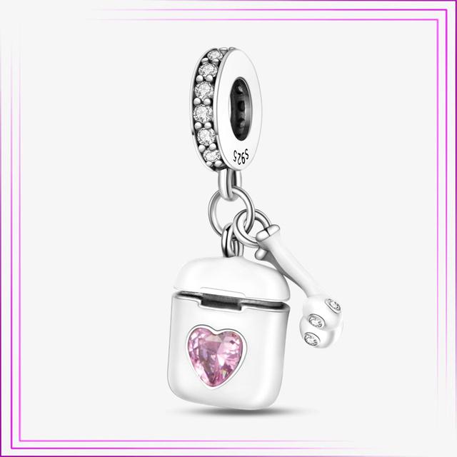 925 Sterling Sølv Hjerte Blomst Luftballong Flamingo Rosa Sjarm Plata De Ley Bil Katt Perle DIY For Originalt Armbånd Smykker