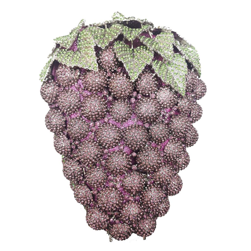 Grape Shape Evening Bag Clutches Red Wedding Crystal Clutch Purses Women Prom Bags Party Handbags Lady Dinner Banquet Purse
