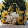 Small Animal Sunflower Print Travel Bag Unisex Gym Sports Large Capacity Weekend Overnight