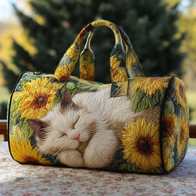 Small Animal Sunflower Print Travel Bag Unisex Gym Sports Large Capacity Weekend Overnight