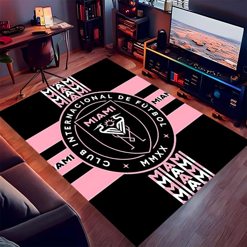 1pc Inter Miami CF Print Area Rug - Soft,Washable Non-Slip Indoor Mat for Office Chairs,Living Room,Home Office Decorative Rug