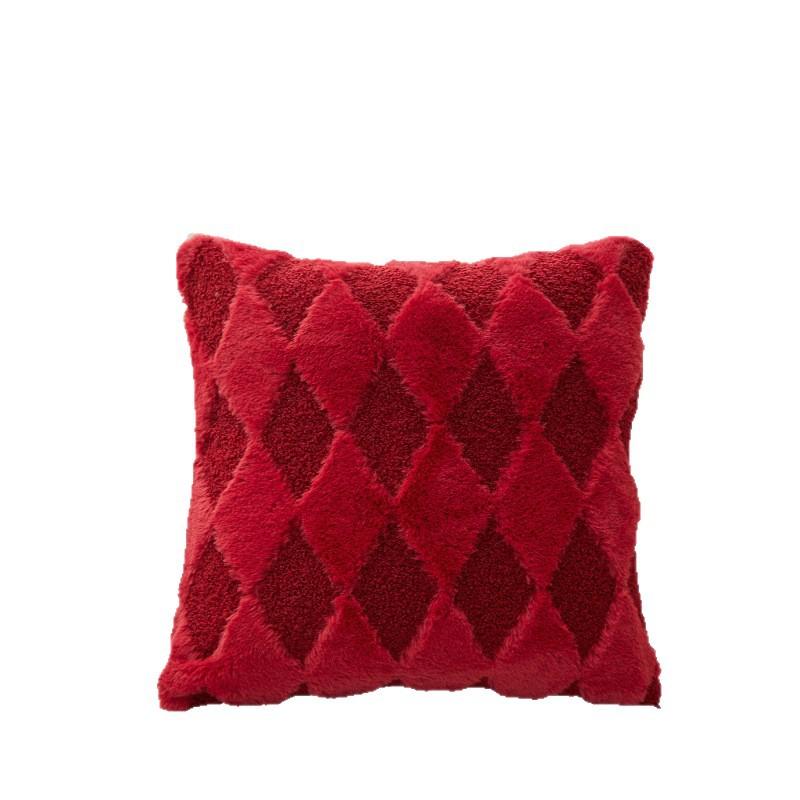 New Thai Rabbit Velvet Same Style Solid Color Plush Pillow Cover Square Cushion Leather