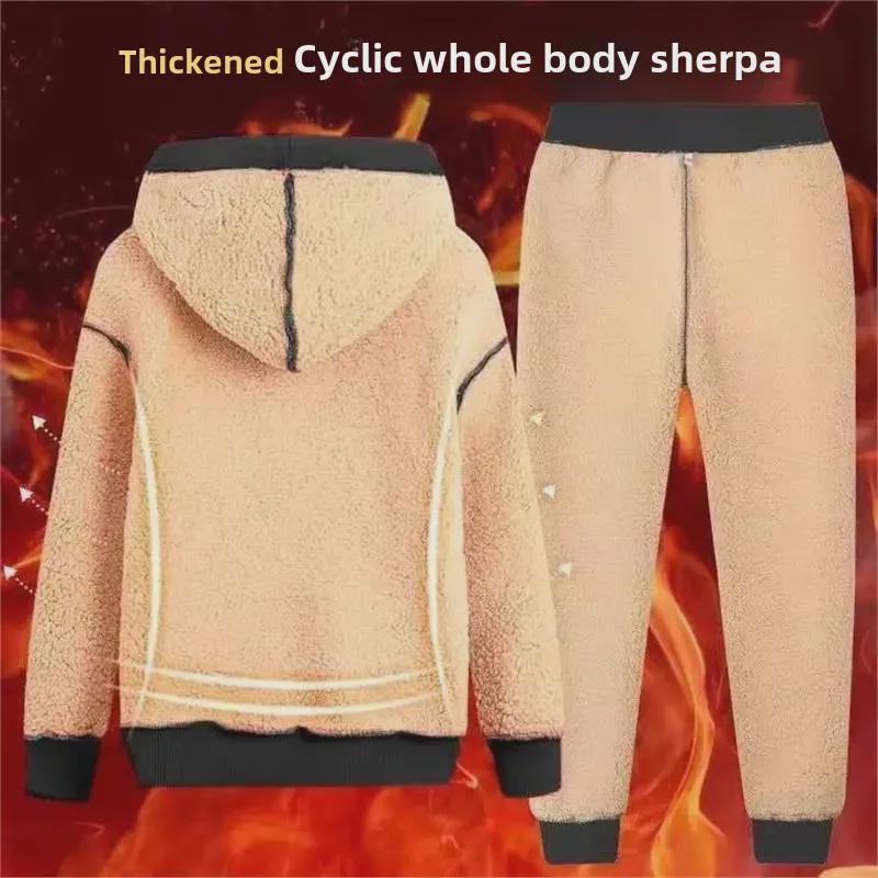 Men's Autumn/Winter Hooded Zipper Sweatshirt Set, Thick Plus Velvet, Trendy Large Sizes.