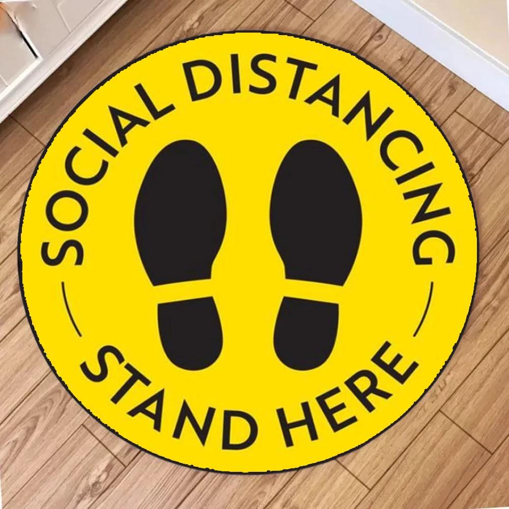 Footprint Logo Teppich Runder Teppich Cartoon Muster Bereichsteppiche Runder Bodenmatte Wohnzimmer Badezimmer Küche Teppichmatten Fußmatte