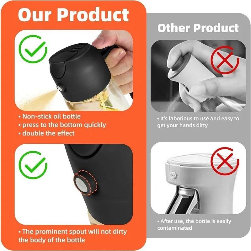2 In1 Plastic Kitchen Barbecue Cooking Oil Spray Bottle Olive Oil Dispenser Oil Jar Baking Vinegar Soy Sauce Spray Container
