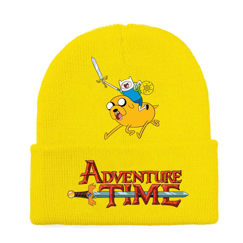 Adventure Time Cartoon Print Acrylic Knit Hat Winter Warm Unisex Beanie For Adults Teens