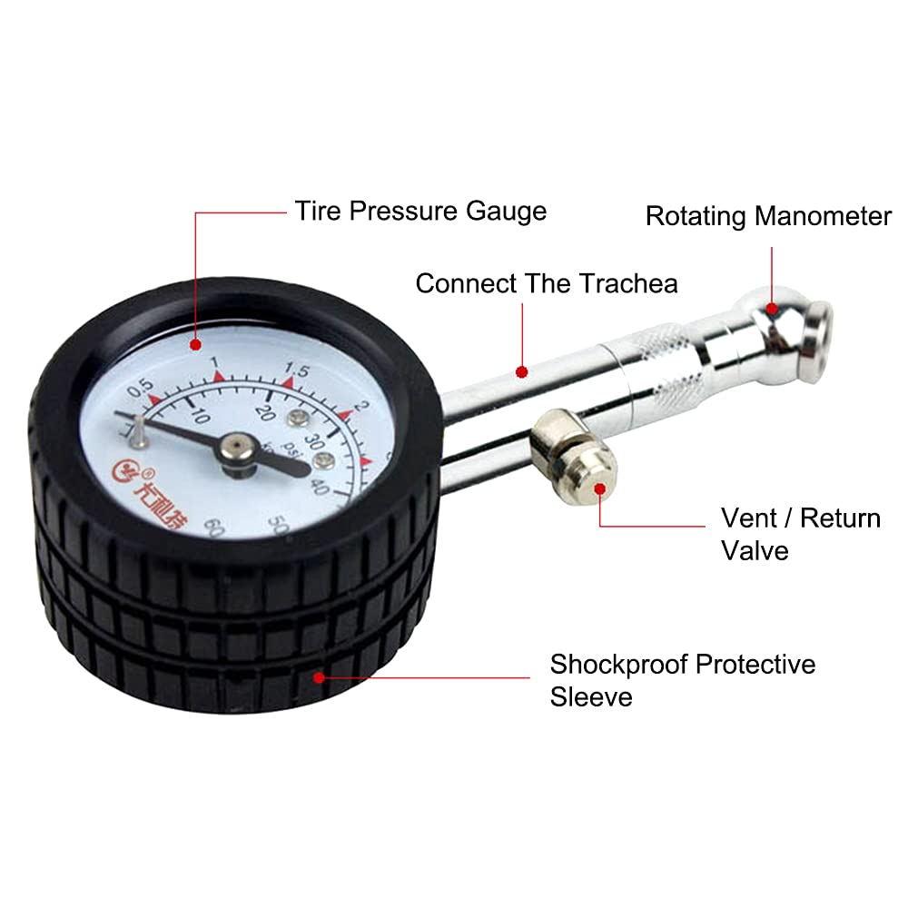 Tire Pressure Gauge, Tire Inflator with Large Display for Cars Motorcycles and Bicycles