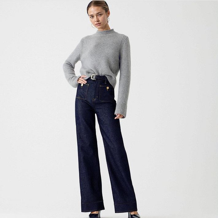 High-Waist Schlagjeans im europäischen und amerikanischen Stil