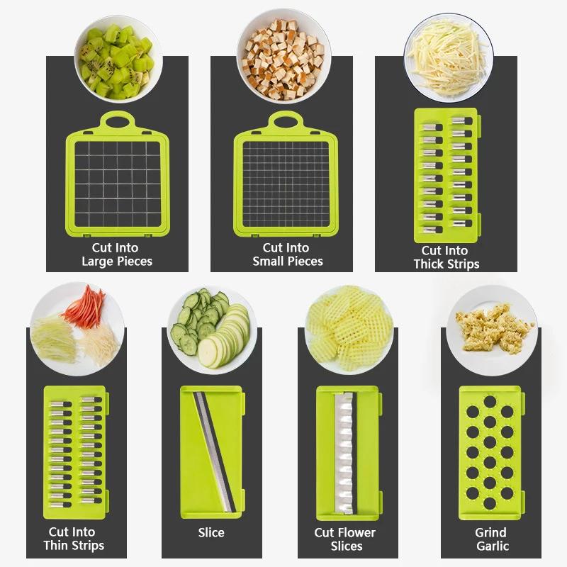 14/16-in-1 Handheld Vegetable Chopper for kitchen,Grater Dicer Slicer, Multi-Tool for Onion&Veggie Prep