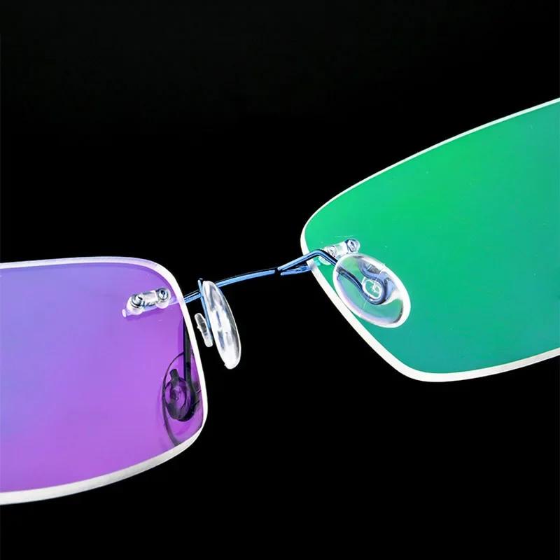 Ultralight Frameless Glasses Titanium Alloy TR90 Eyeglasses Frames Male Ultra Stretch Metal Temple Glasses Frames