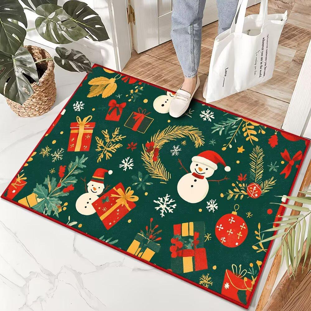 Christmas Decoration Carpet Merry Christmas Living Room Bedroom Door Rug Home Holiday Decoration Entrance Non Slip Door Mat