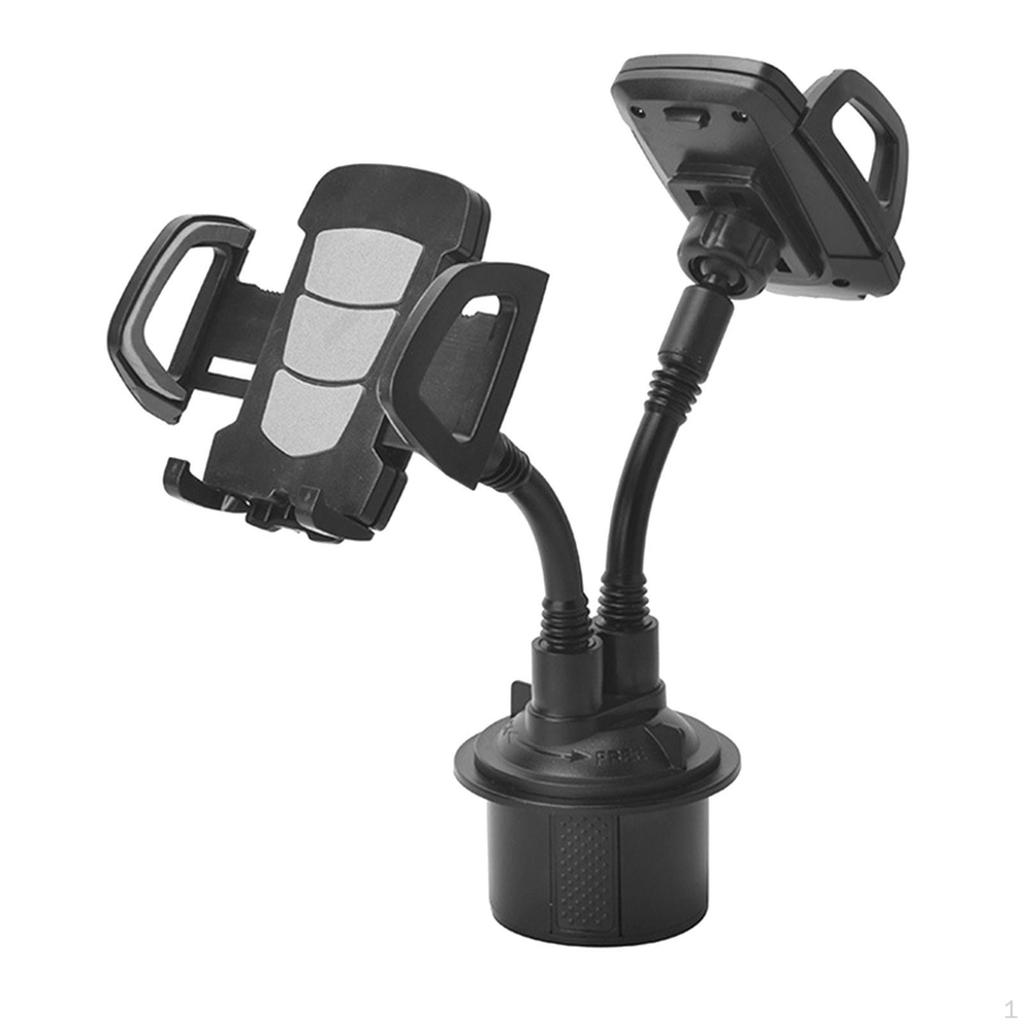 360° Rotatable Cup Holder Phone Mount Flexible Gooseneck for Two Phones Automotive Accessories
