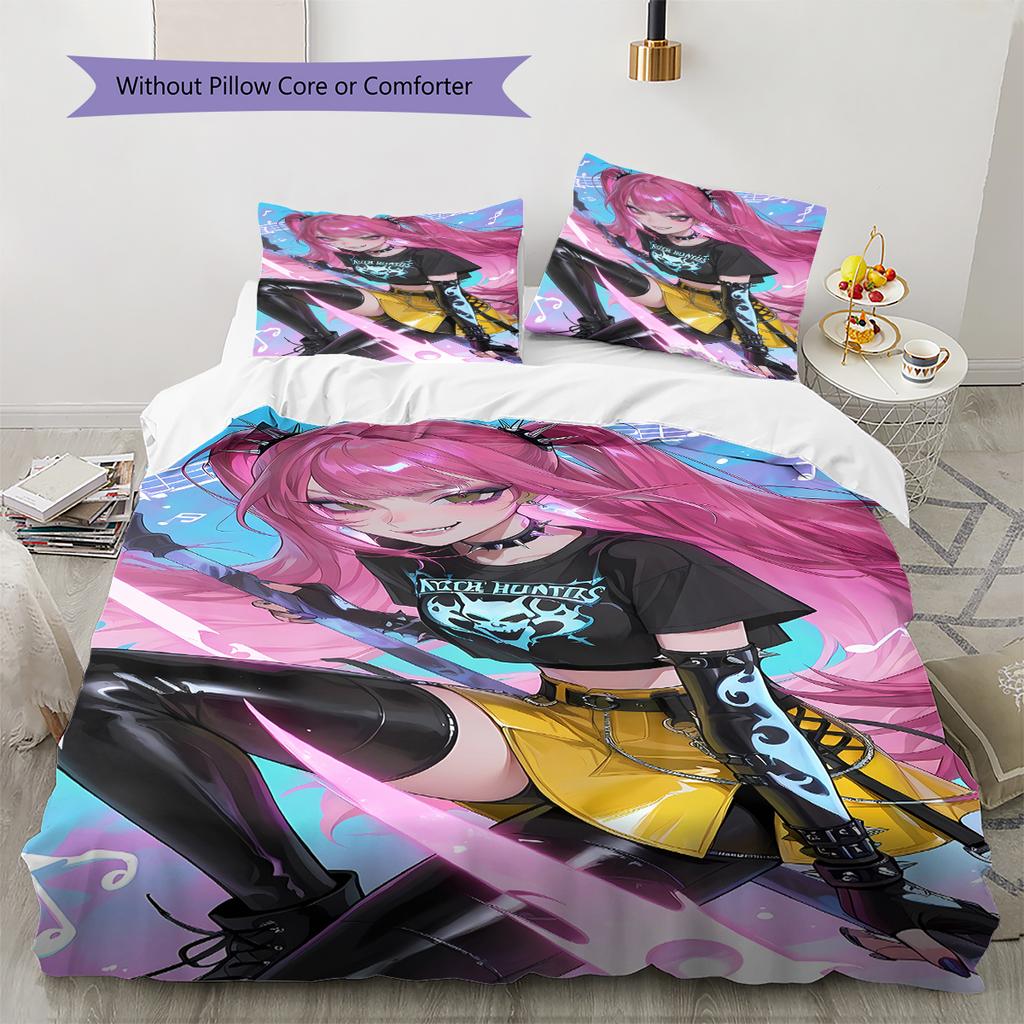 Biancheria da letto con motivo Demon Hunters Kpop, Set piumone Copripiumino Federa Regalo di Compleanno per la Casa (1 * copripiumino + 2 * federa, senza nucleo)